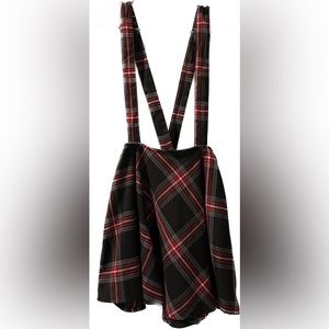 Hot Topic Plaid Suspenders Skirt